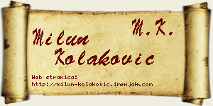 Milun Kolaković vizit kartica